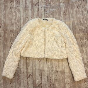 SHEIN Open Front Crop Fuzzy Jacket